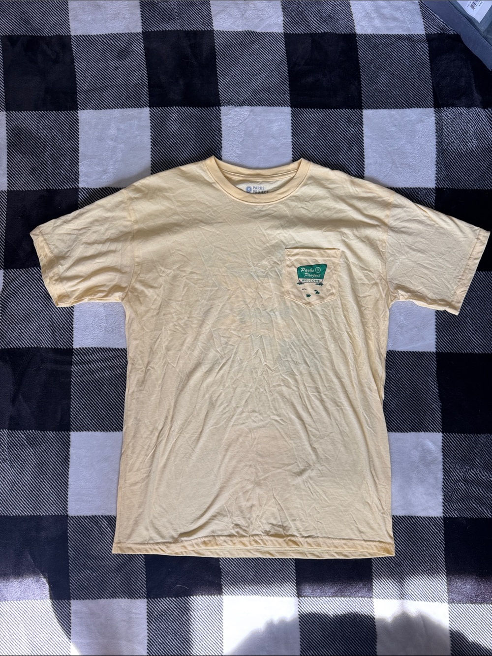 Parks Project Pale Yellow Short-Sleeve Pocket Tee with Green Logo